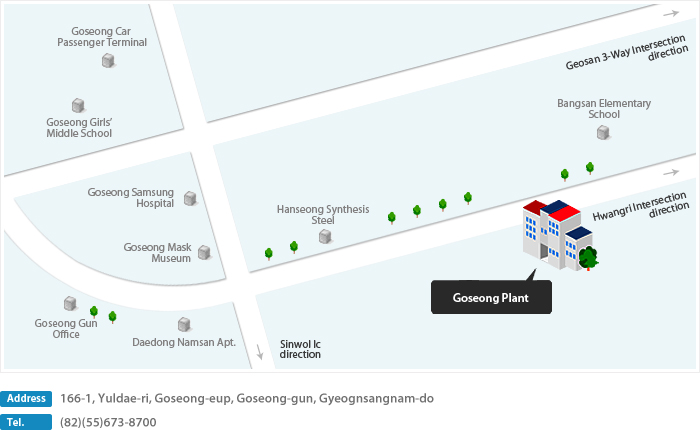 166-1, Yuldae-ri, Goseong-eup, Goseong-gun, Gyeognsangnam-do | tel : (82)(55)673-8700